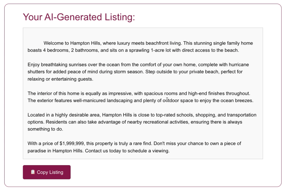 Real Estate Listing Generator